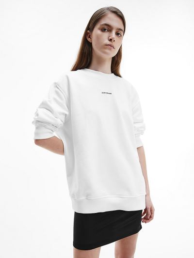 Calvin Klein Ruhák HU786813 | Calvin Klein CK The Basics Organic Cotton Női Pulóver Világos Fehér